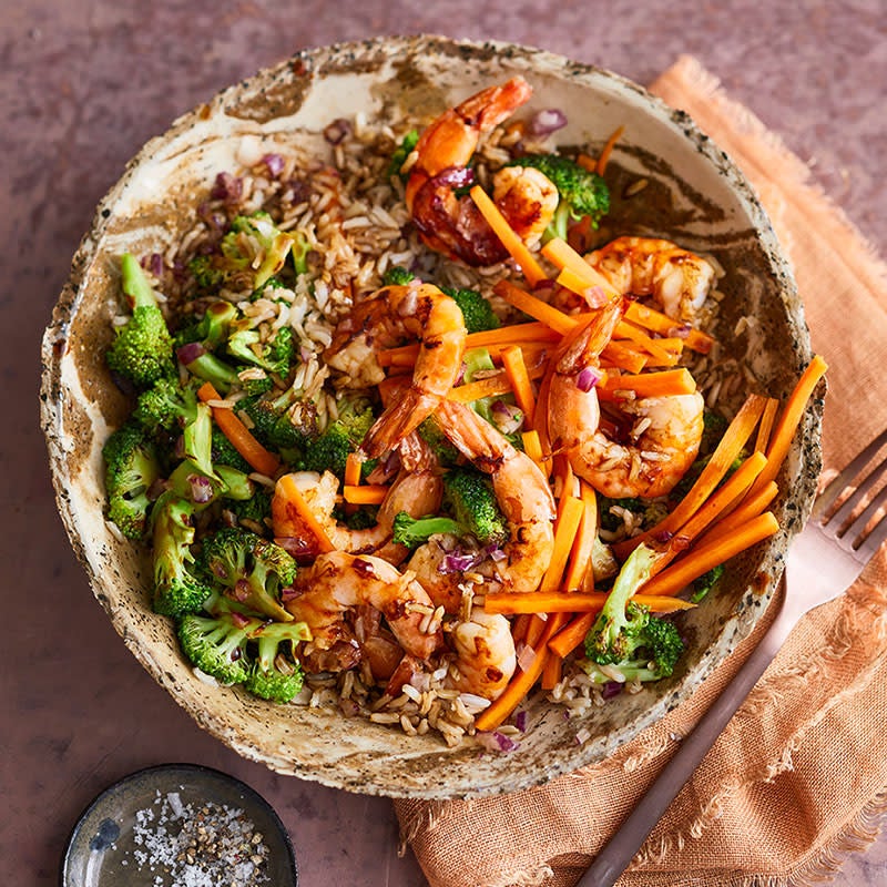 Garnelen-Gemüse-Pfanne mit Reis