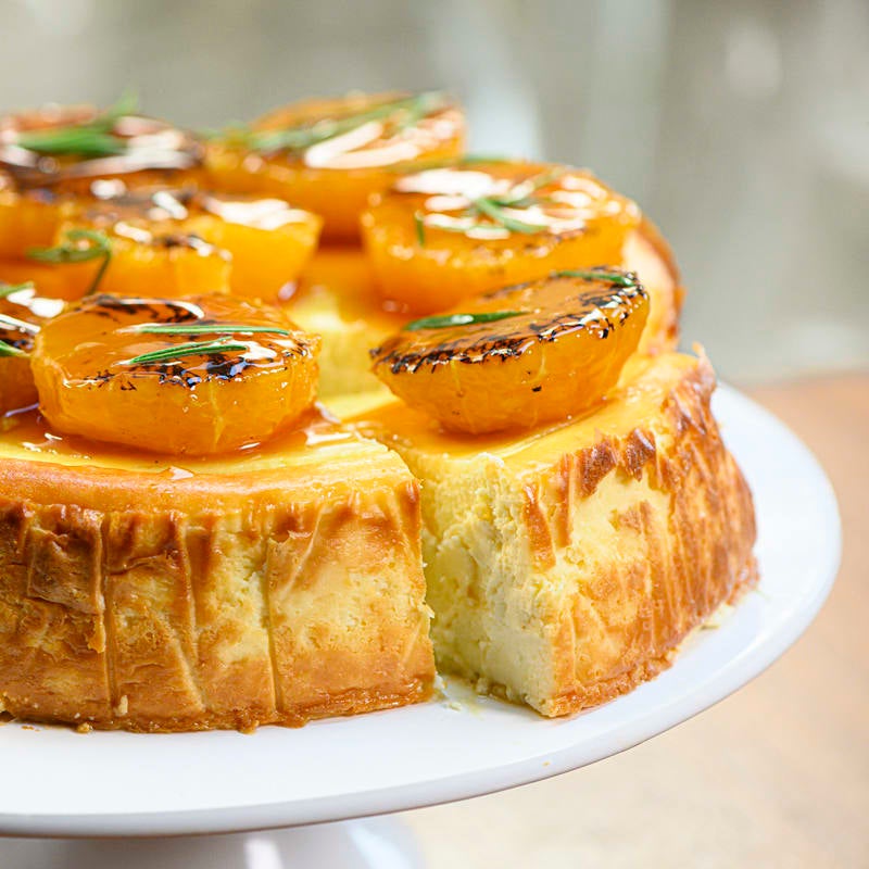 Ricotta-Cheesecake mit karamellisierten Orangen